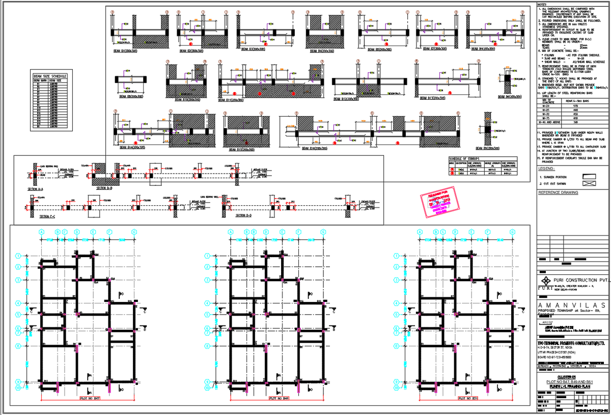 Apartments Plinth Level RCC Framing and Beam Layout AutoCAD DWG