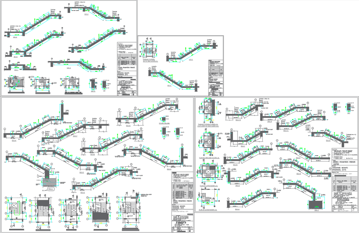 RCC Staircase Detail Tower T12 Signature Heights AutoCAD DWG Plan