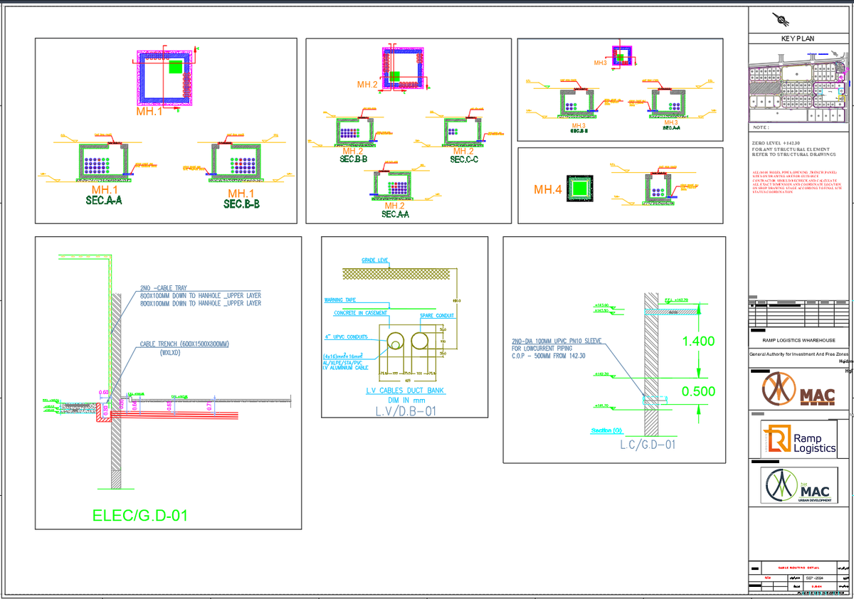 Cable Routing Detail Electrical Layout AutoCAD Warehouse projects