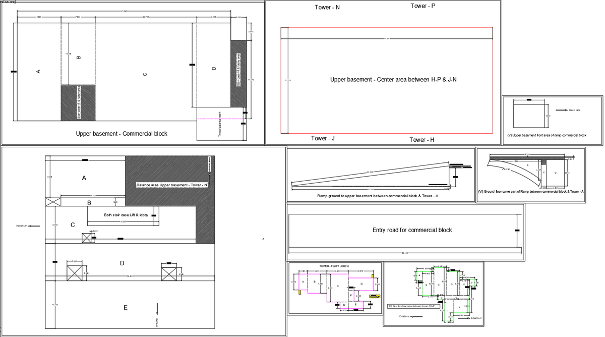 Basement Ramp Layout Tower P and N AutoCAD Plan Mixed Use Site