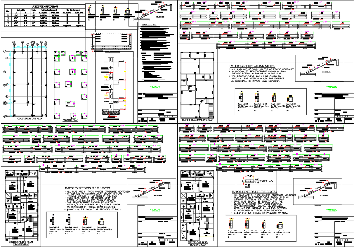Residential RCC Foundation and Beam Framing AutoCAD DWG Drawing
