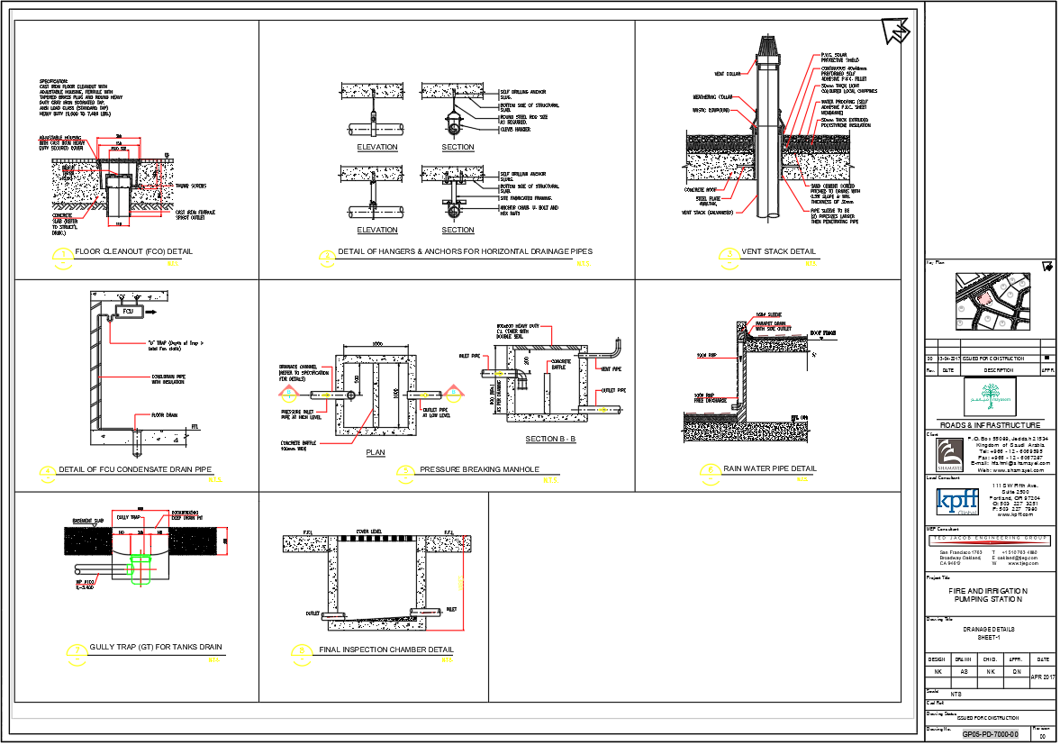 AutoCAD DWG file of Plumbing and Drainage Layout with Manhole Details