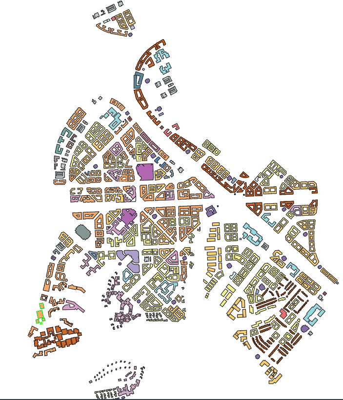 AutoCAD Urban City Layout Plan with Color Zoning and Plot Details