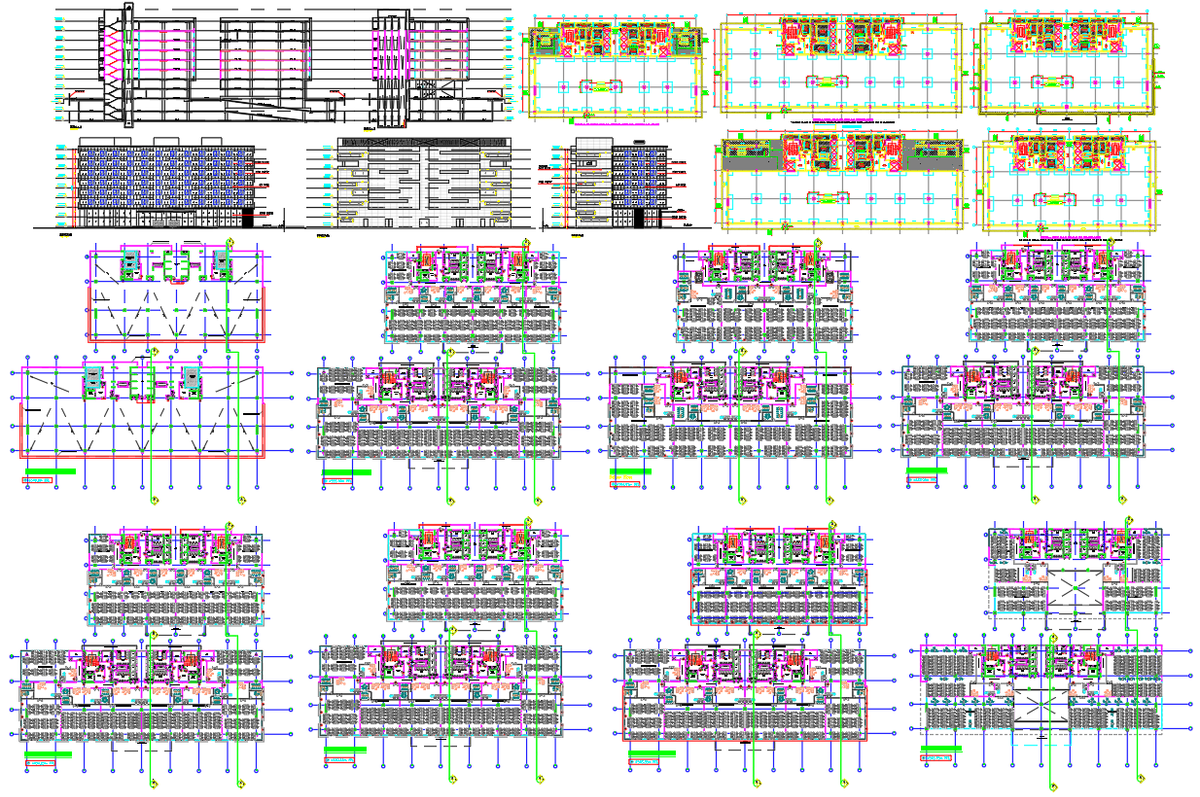 AutoCAD Office Building Shuttering Layouts for First and Above Floors