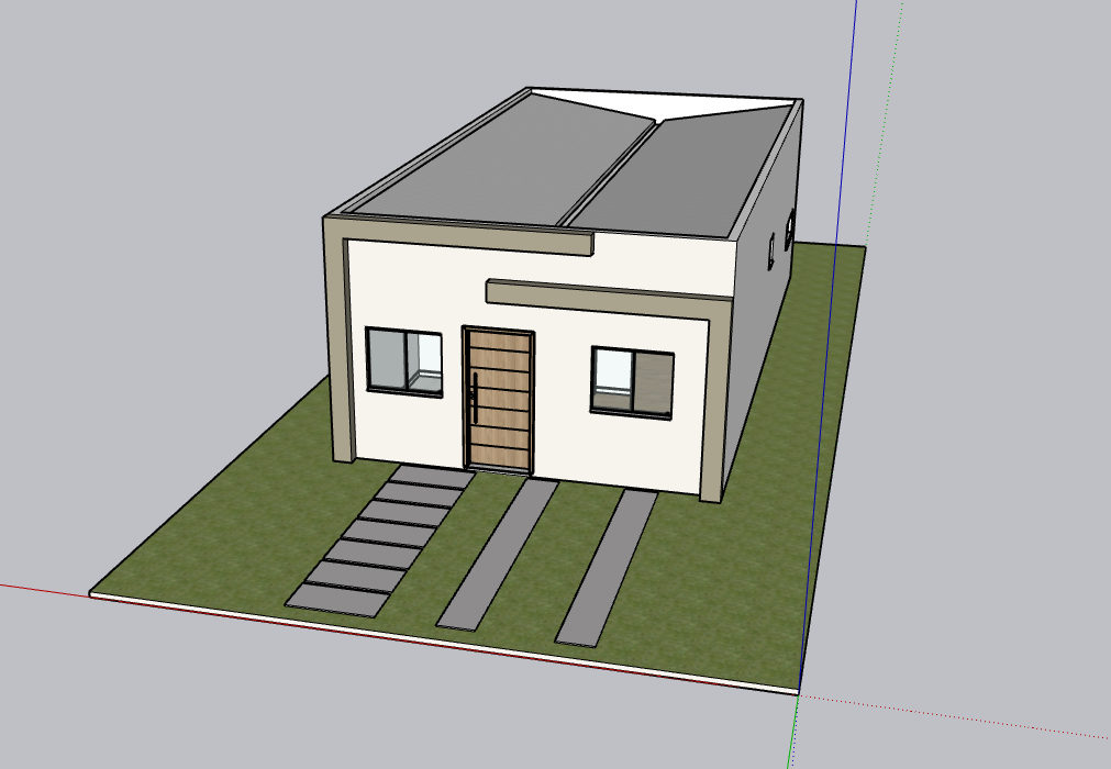 Modern Single Floor Small House 3D Model in SketchUp Design File
