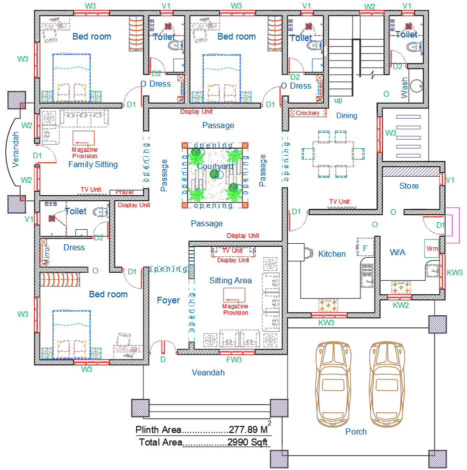 2990 Sq Ft House AutoCAD DWG Plan for Architects and Designers