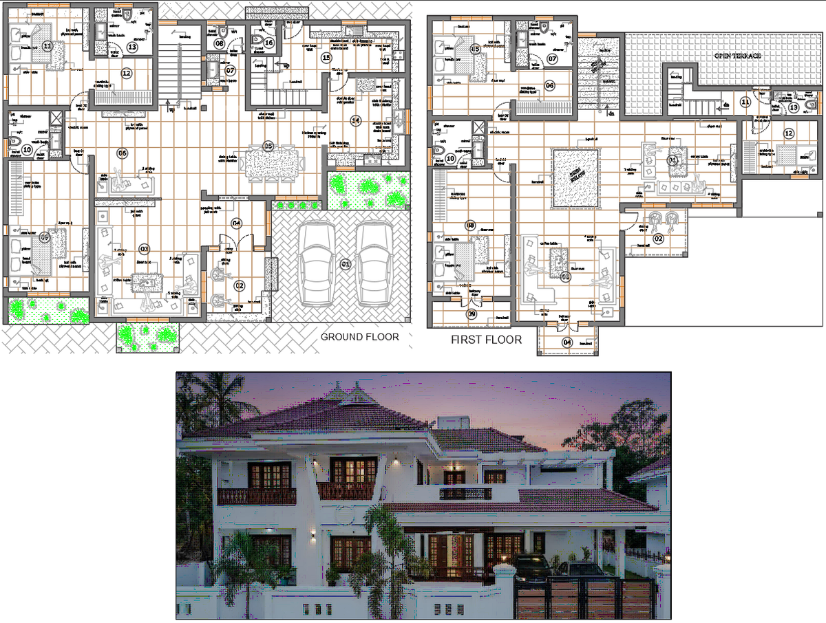Modern Architecture AutoCAD DWG House Plan and Section Drawing