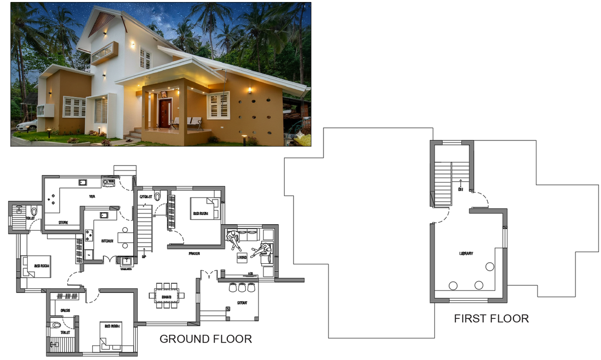 Elegant 2750 Sqft Duplex House Design With Balcony and Open Terrace