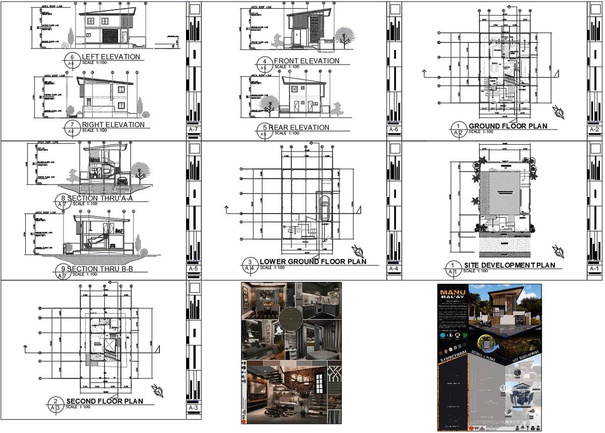 Elegant Two Storey Residential House Plan With Carport and Balcony