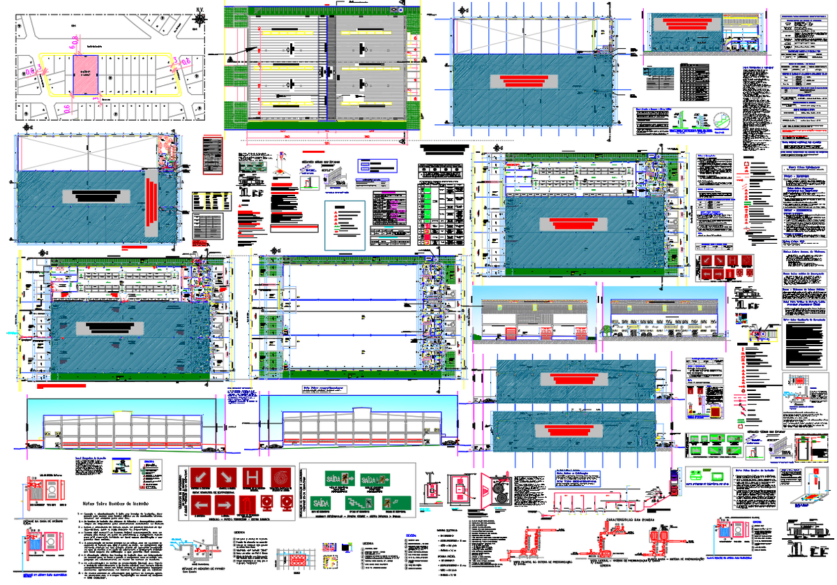 Industrial Fire Safety and Hydrant Layout Plan for Warehouse Facility