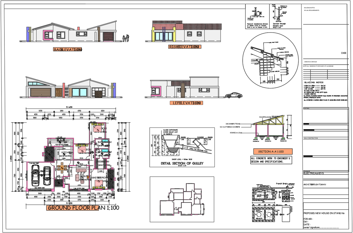 Modern 3 Bedroom House Plan with Double Garage and Verandah Layout