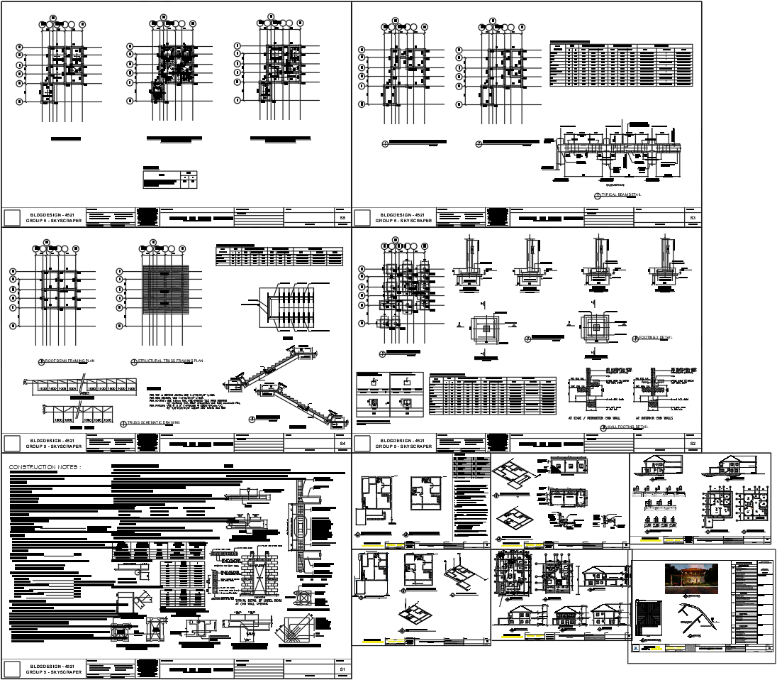Residential Building Structural Reinforcement Set With Footing Details