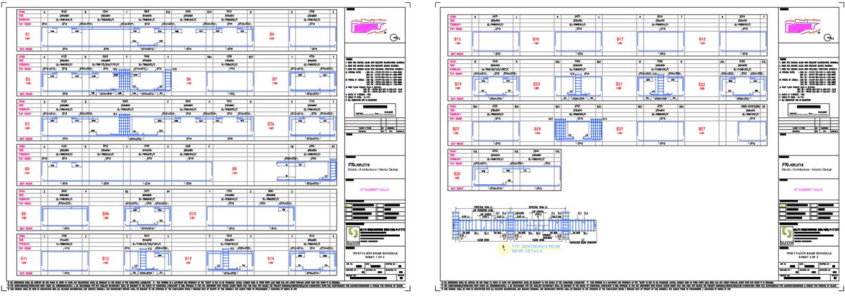 First Floor Beam Schedule Residential Villa Structural Beam Details