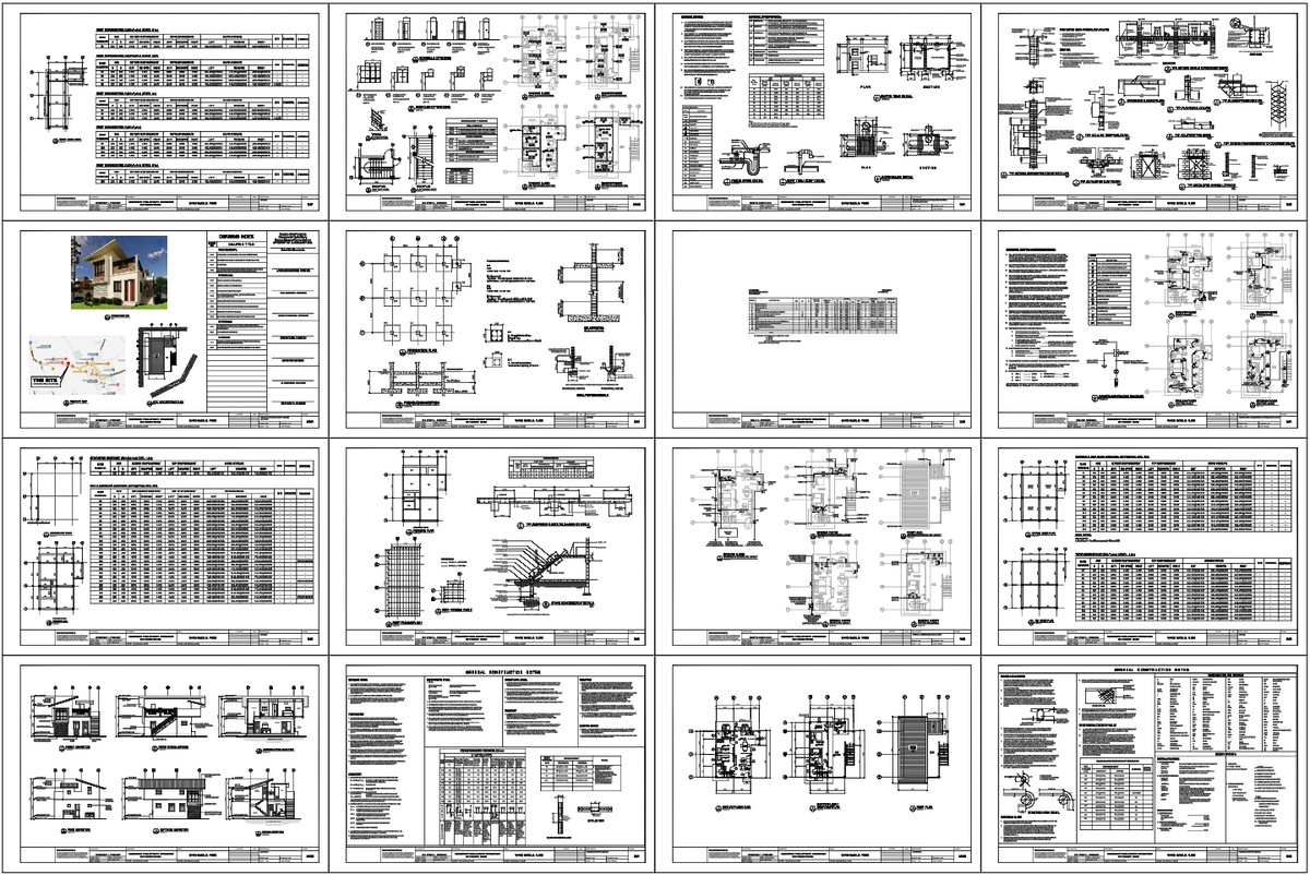 Residential House Architectural and Structural CAD Drawing Set