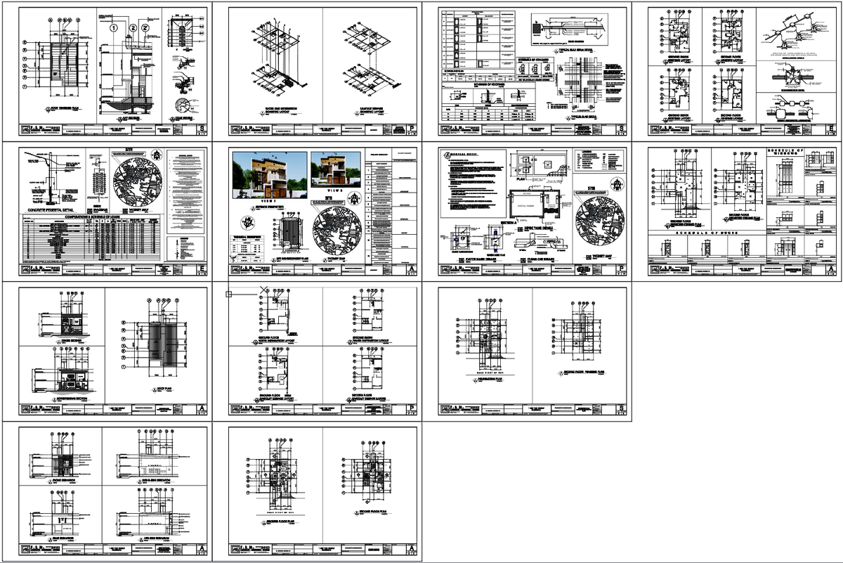 2 Storey Residential Villa Plan with Structural RCC Details Drawing