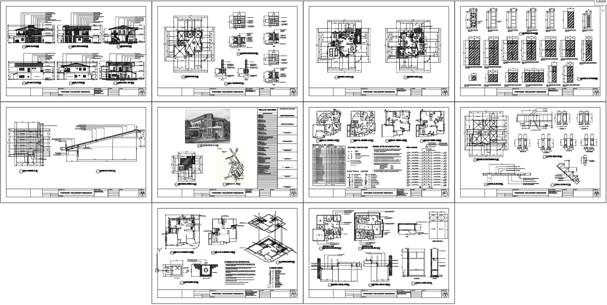 Two Storey Residential House Plan 8m x 12m with Full CAD Drawings