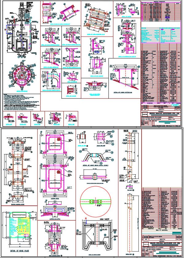 1.5 KL SS316L Limpet Coil Reactor Detailed AutoCAD Drawing Plan