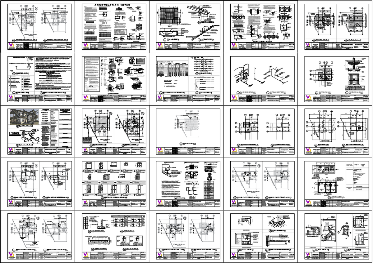 Complete G1 Residential House Working Drawings Autocad DWG Set