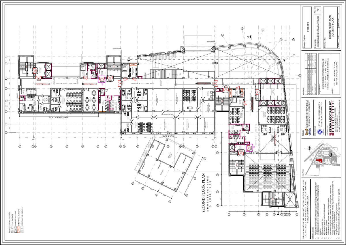 Medical College-Hospital Architecture Plan with Classrooms And Wards