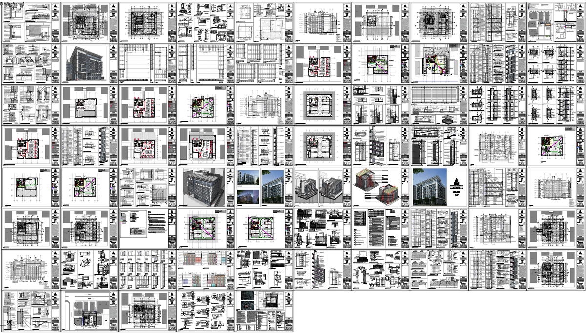 G plus 7 Multi Storey Apartment Building Complete CAD Drawings Set