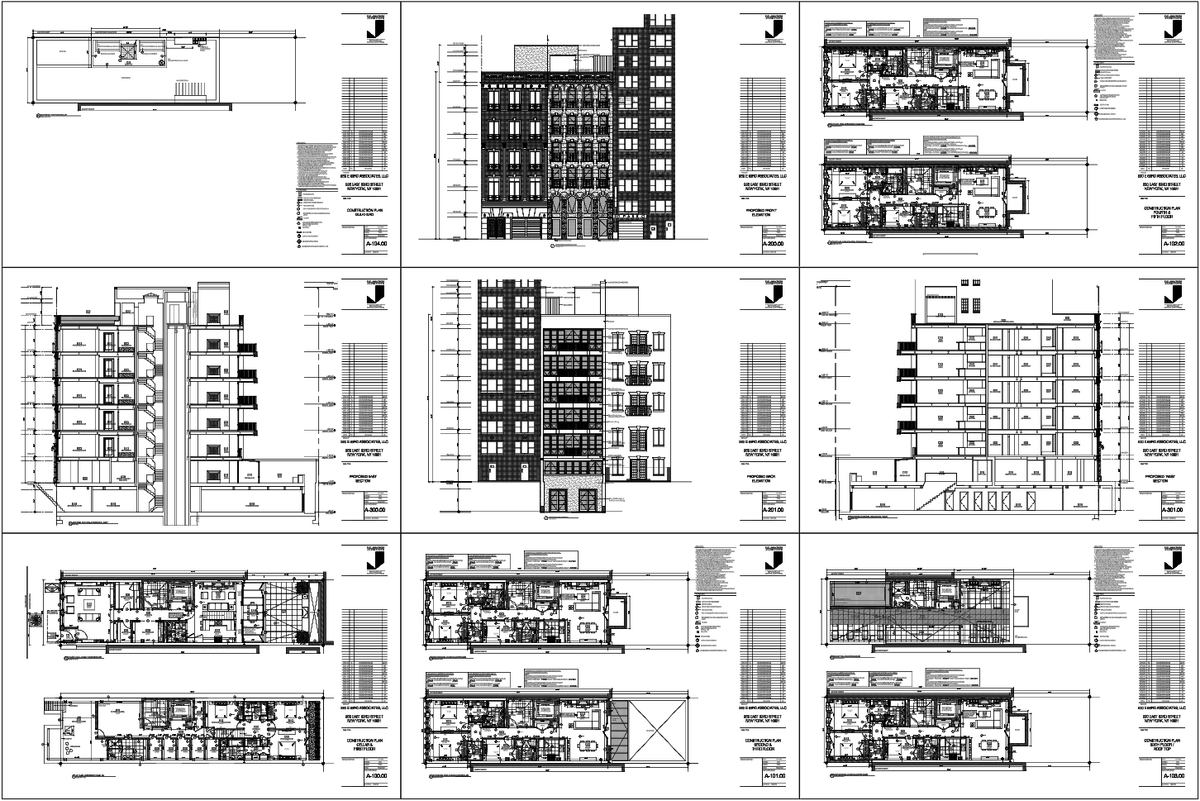 Residential Apartment Building Plans and Elevations AutoCAD DWG