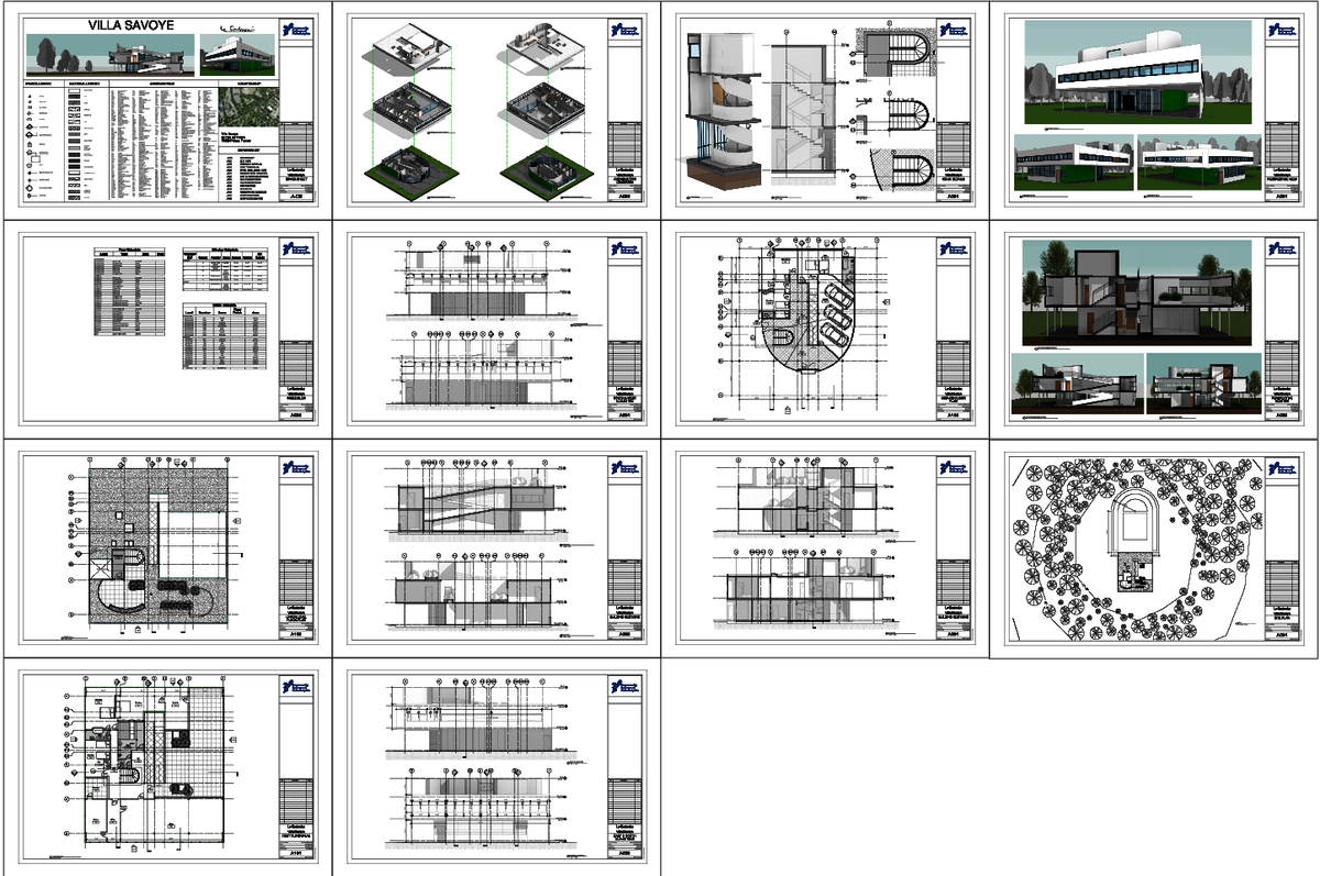 Modern Residential Villa Architectural Plans and Elevations DWG