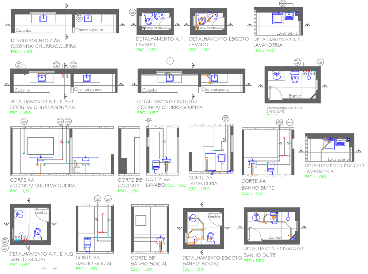 Residential Plumbing and Drainage Detail Drawings AutoCAD DWG