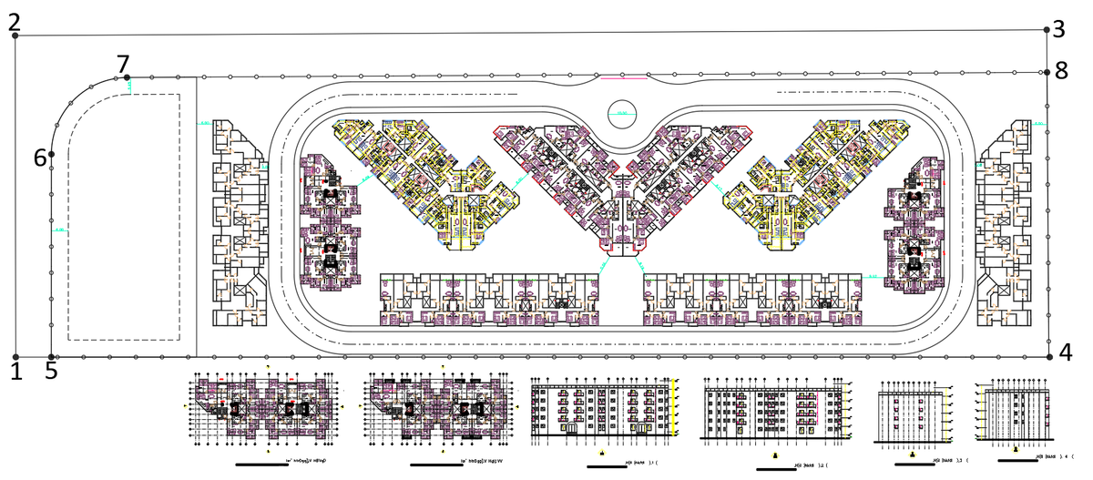 Modern Apartment Block AutoCAD Layout Plan 120x90 Meters DWG