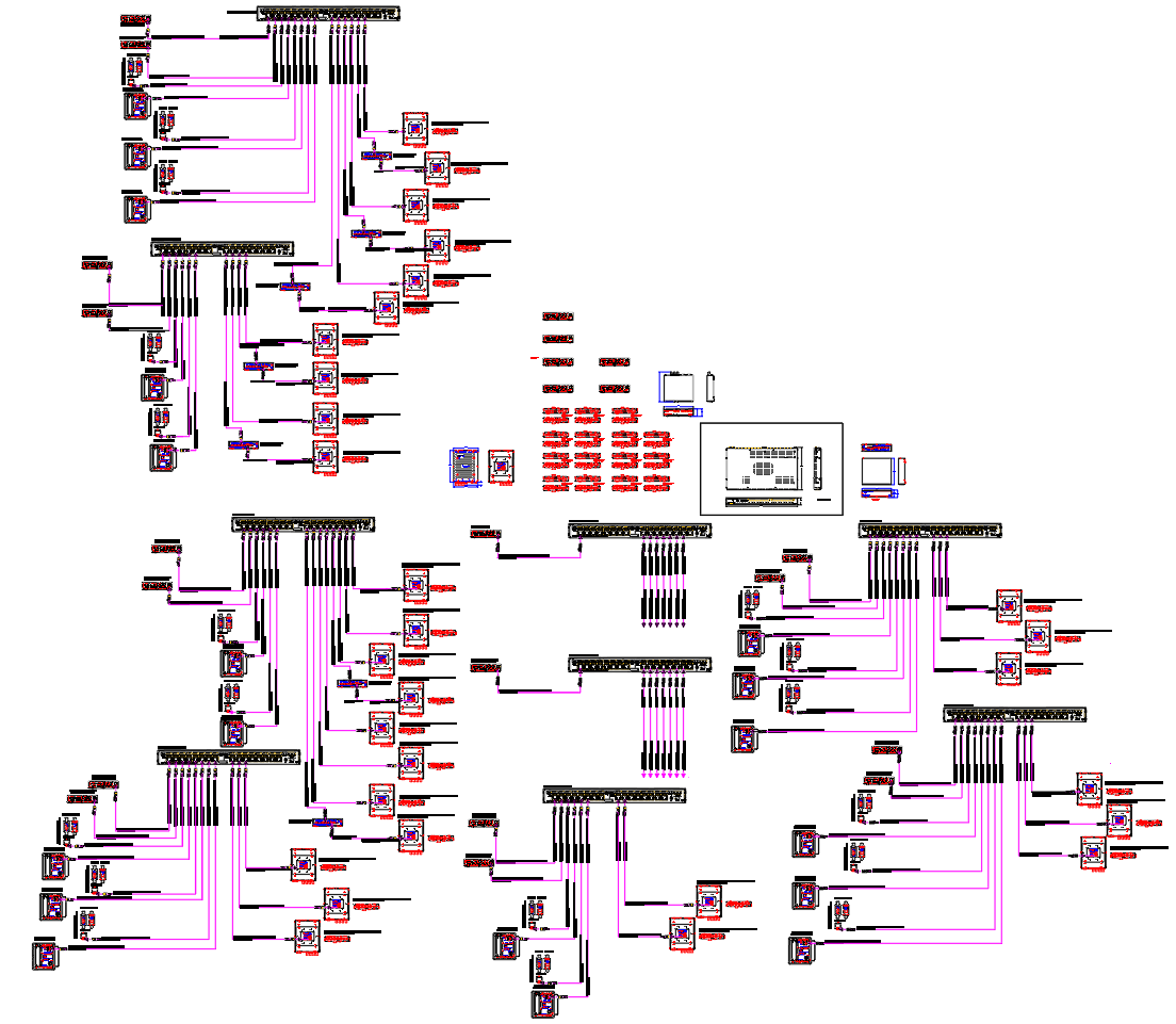 Crestron QM System AutoCAD Wiring Layout with Multi-Room AV Plan