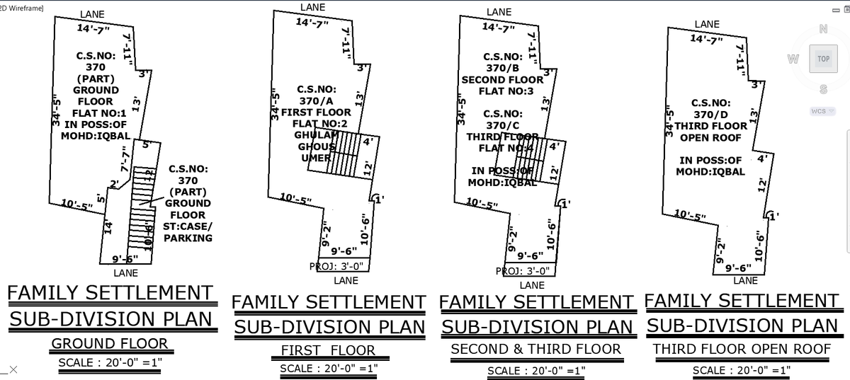 Ground to Third Floor AutoCAD Subdivision Plan with Flat Details