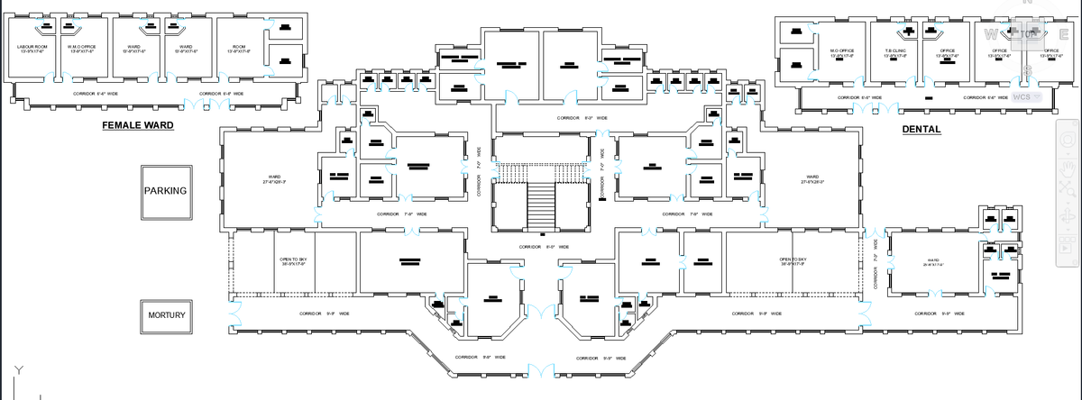 Hospital Floor Plan AutoCAD DWG File with Detailed Room Dimensions