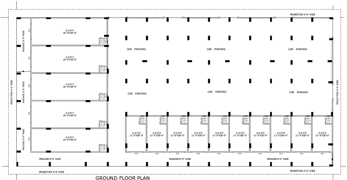 Mixed Use AutoCAD Residential Commercial Plan with Detailed Layout