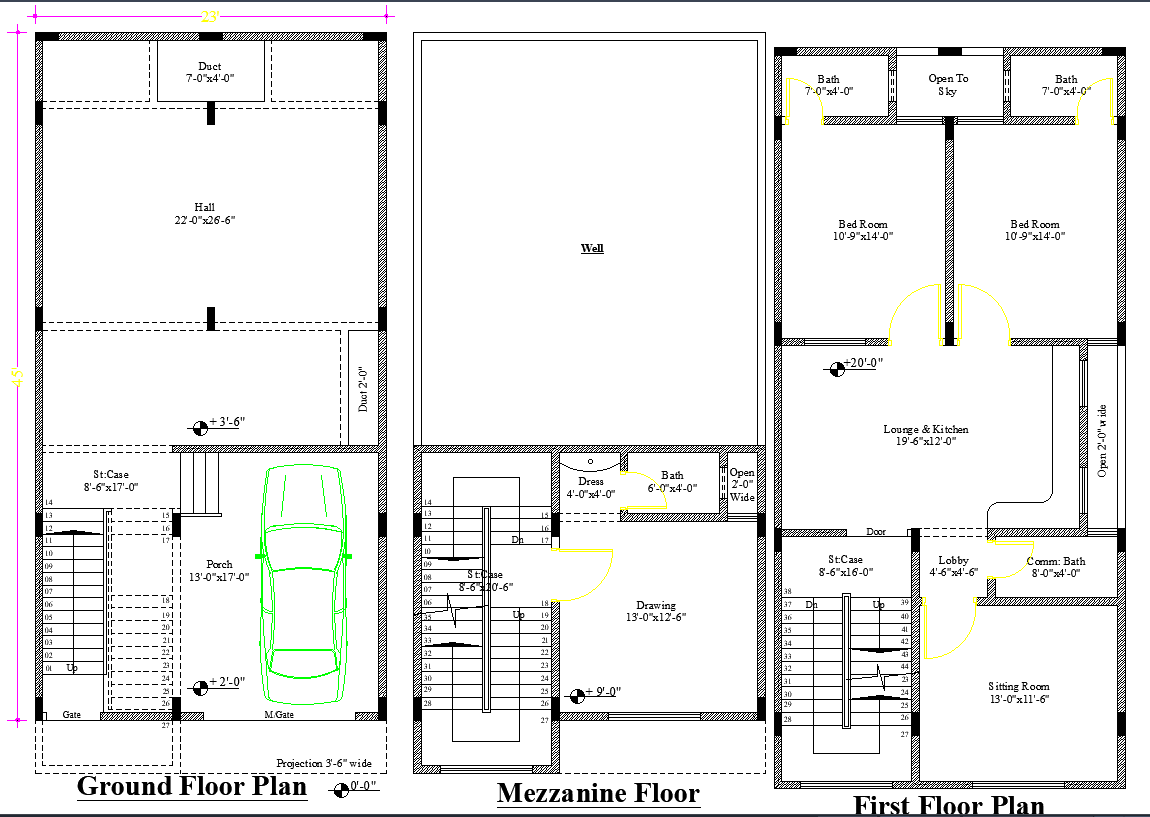 Residential DWG Plan with Multi Proposal Layouts and Floor Details