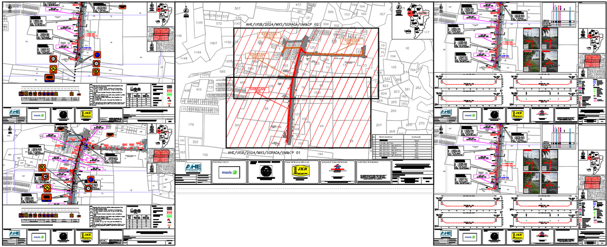 Utility HDD-Overhead Route Plan with 105m 83m 69m Alignment Details