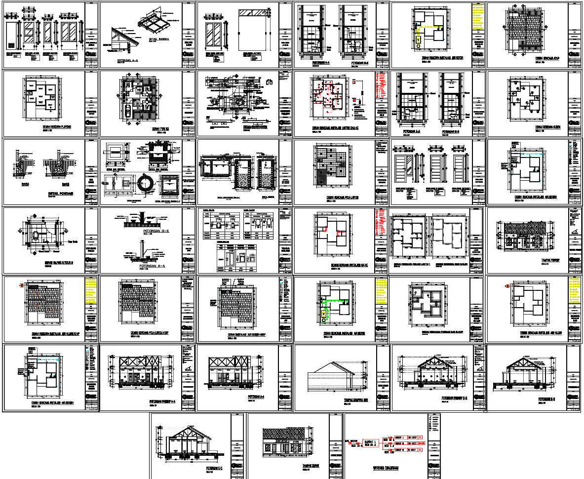40x40m House Plan AutoCAD DWG File with Full Construction Details