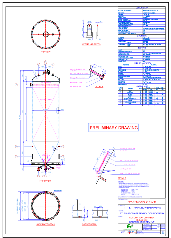 Adsorption Chamber Structural Layout with Nozzle and Baseplate