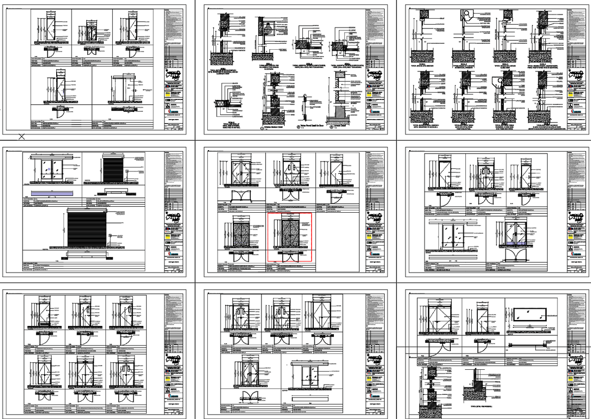 Aluminium Door And Window Detail Drawings With Frame Sizes AutoCAD