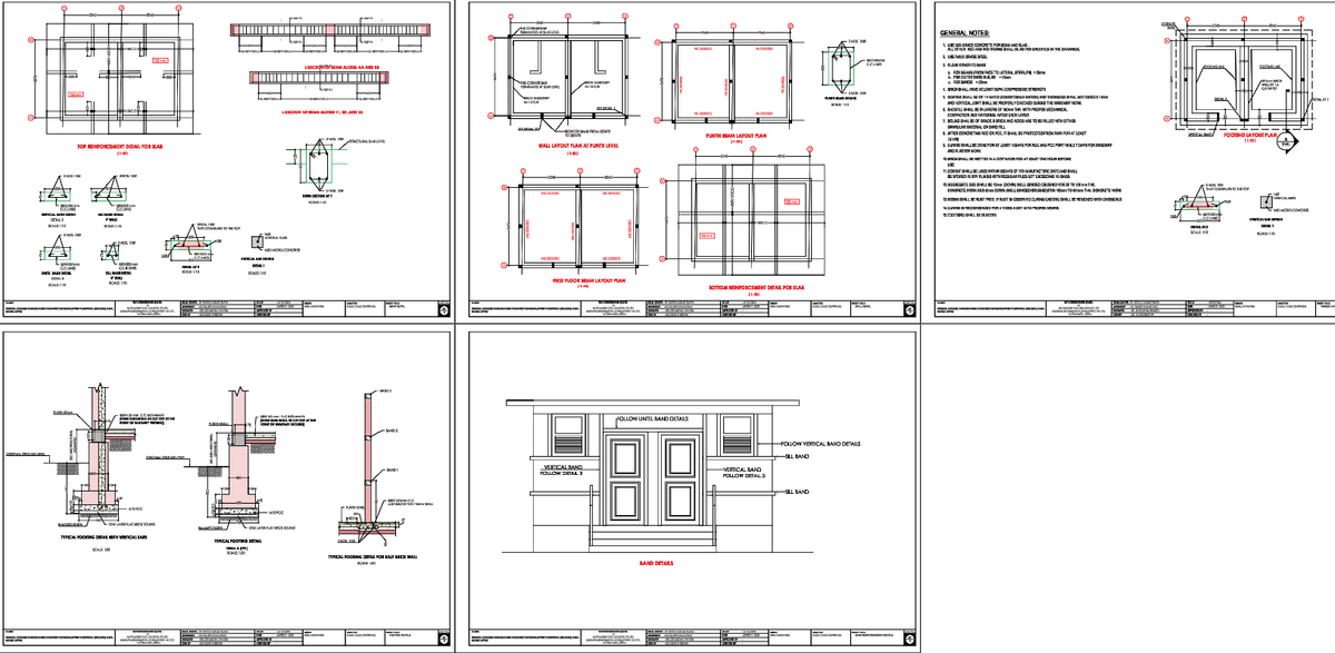 RCC Public Utility Building Beam Slab Band Details AutoCAD DWG