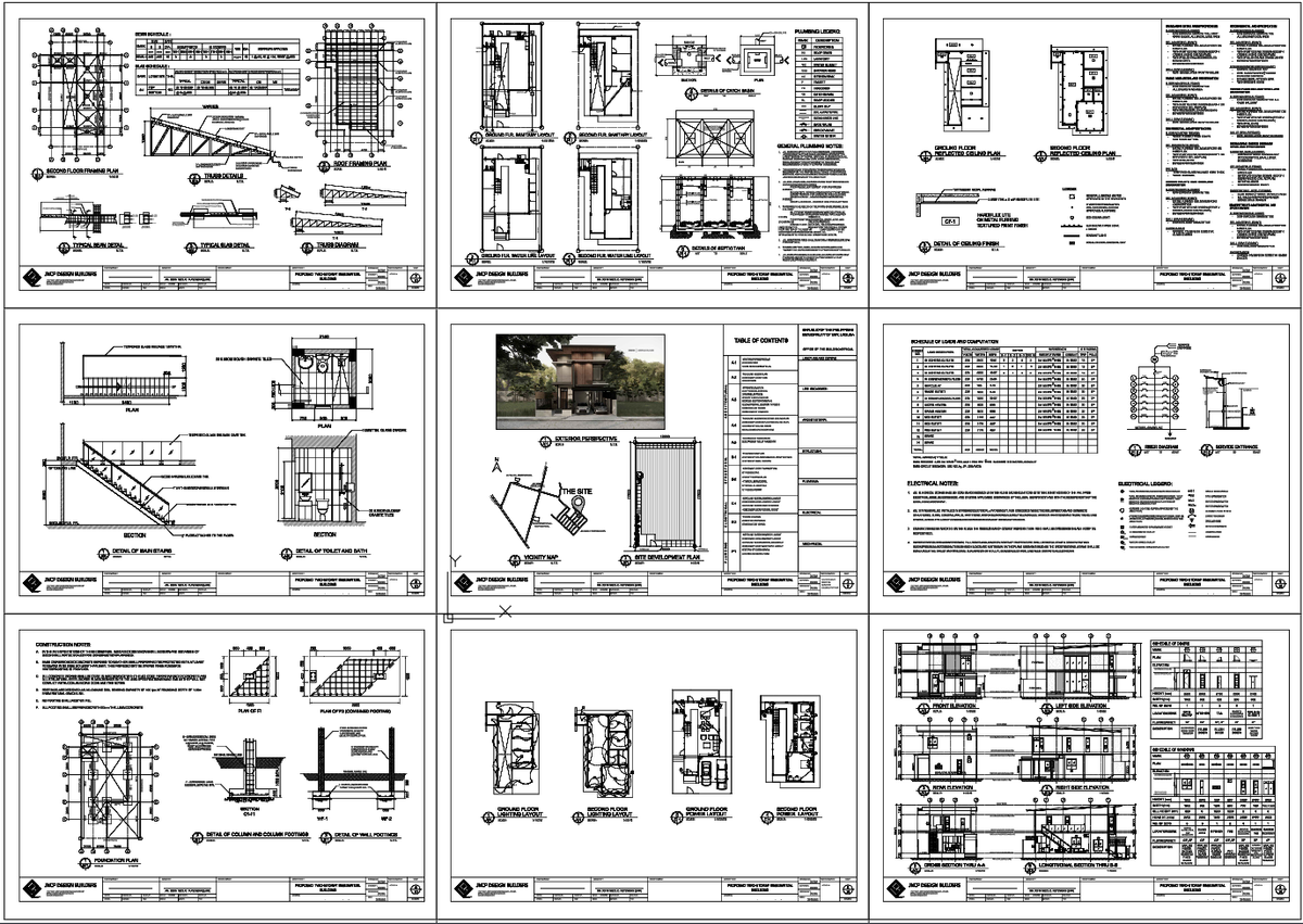 Architectural and Structural Roof Framing and Stair Detail DWG Set