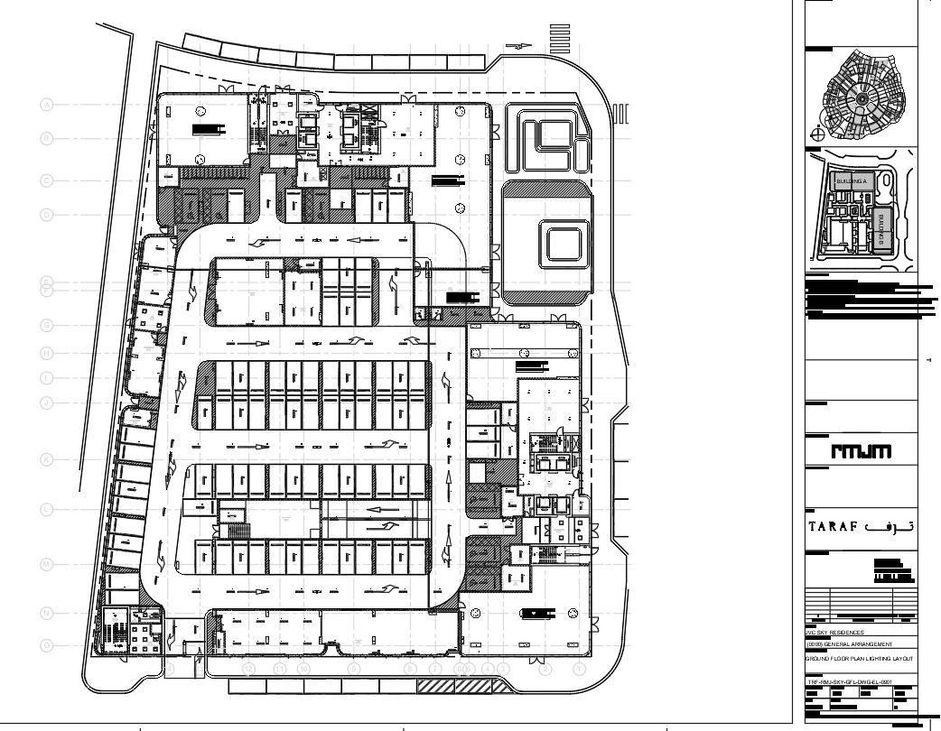 Commercial Ground Floor Lighting Layout Plan With Service Areas