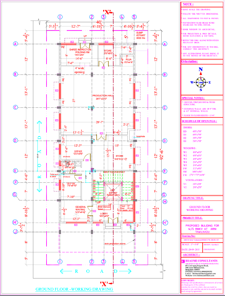 Commercial textile ground floor layout with 92 ft 6 in DWG plan detail