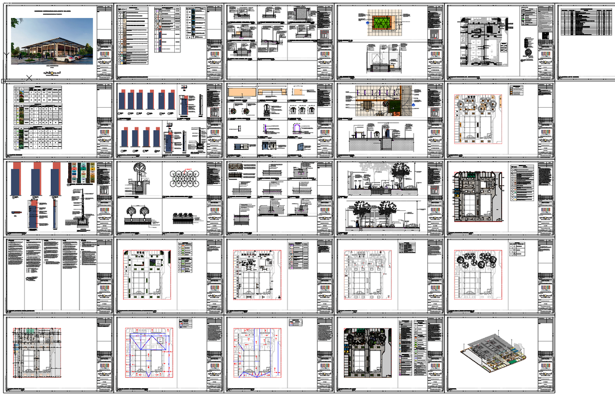 Community Center Landscape Layout DWG with Seating and Lighting