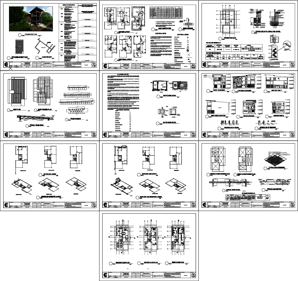 Complete Architectural House Plan Set AutoCAD Drawing Package