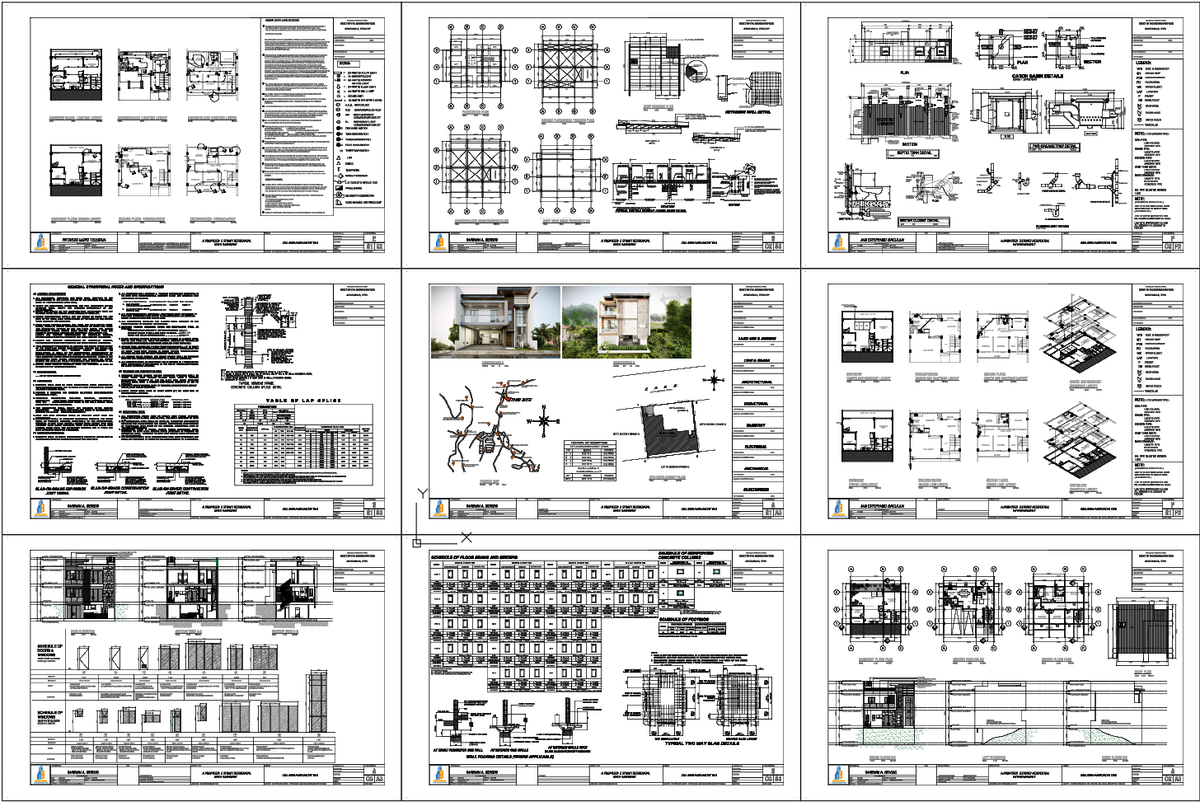 Complete Residential Design AutoCAD Drawing Set with Full Layouts