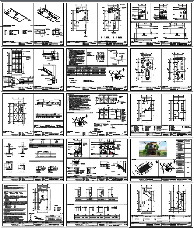 Complete Residential House Plan DWG with Sections Elevations Details