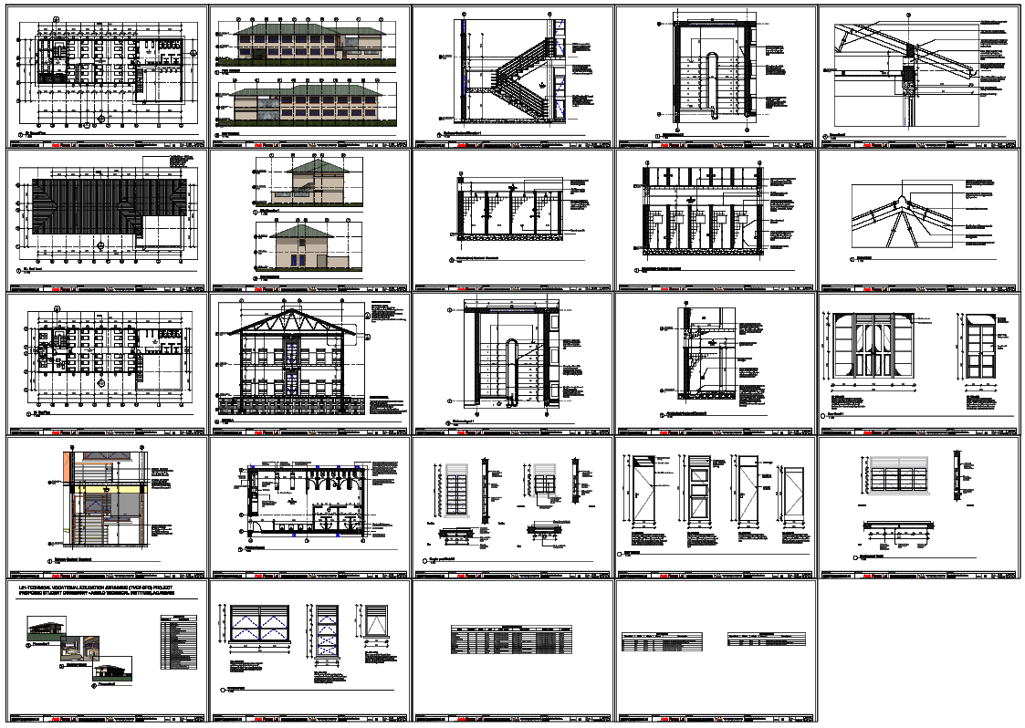 Educational Building Architectural Drawings With Plans And Sections
