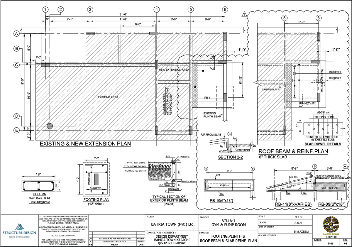 Existing and New Building Extension Structural Details DWG Plan