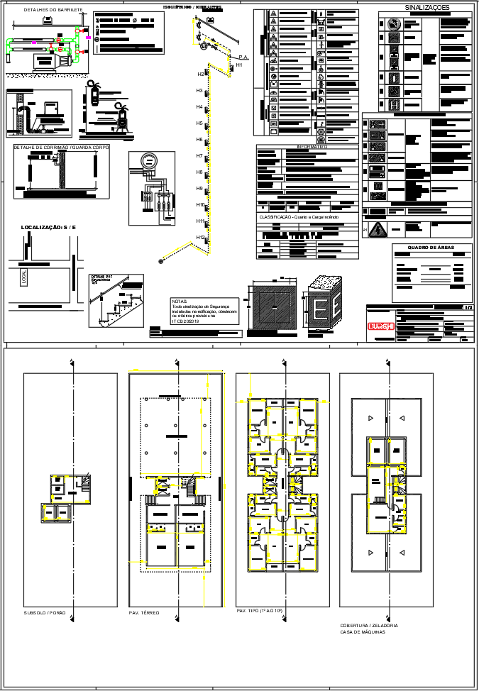 Fire Safety System Layout DWG for Residential Building 402.42 m²