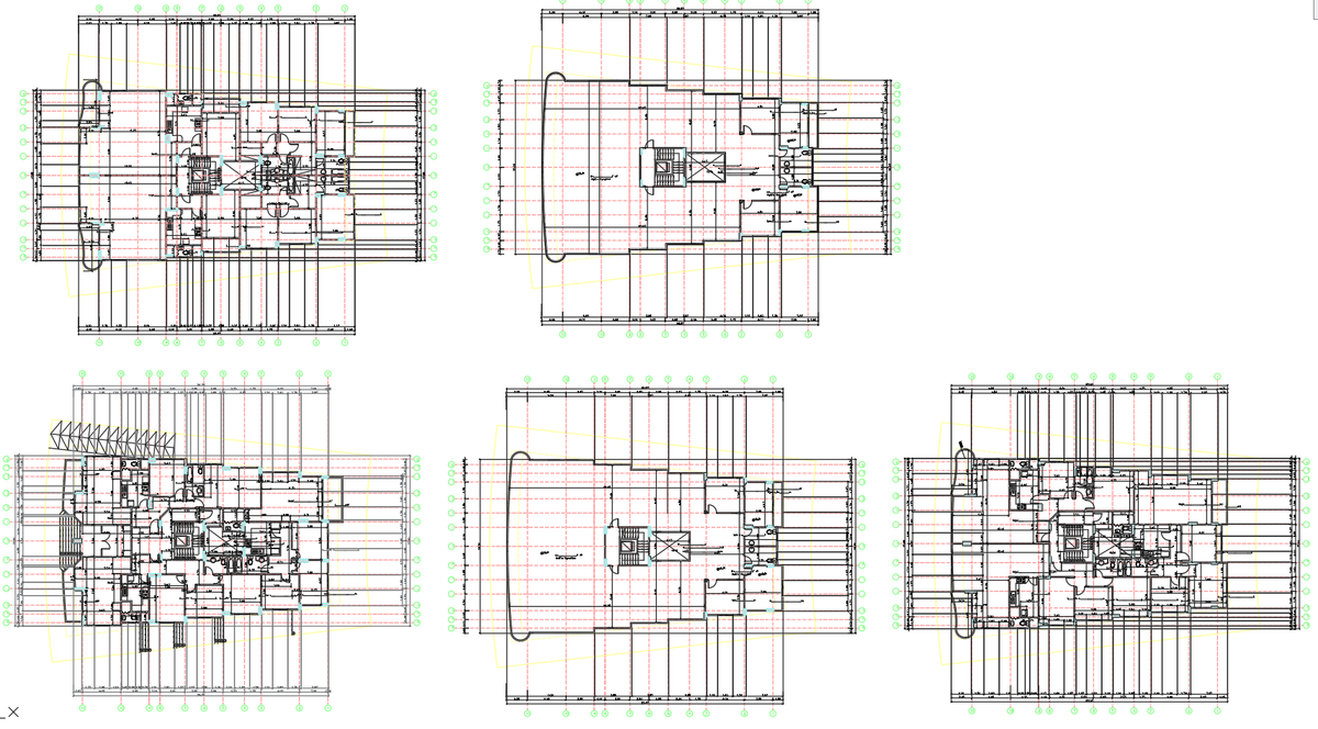 Residential Multi-Floor AutoCAD DWG with Beam and Slab Grid Layout