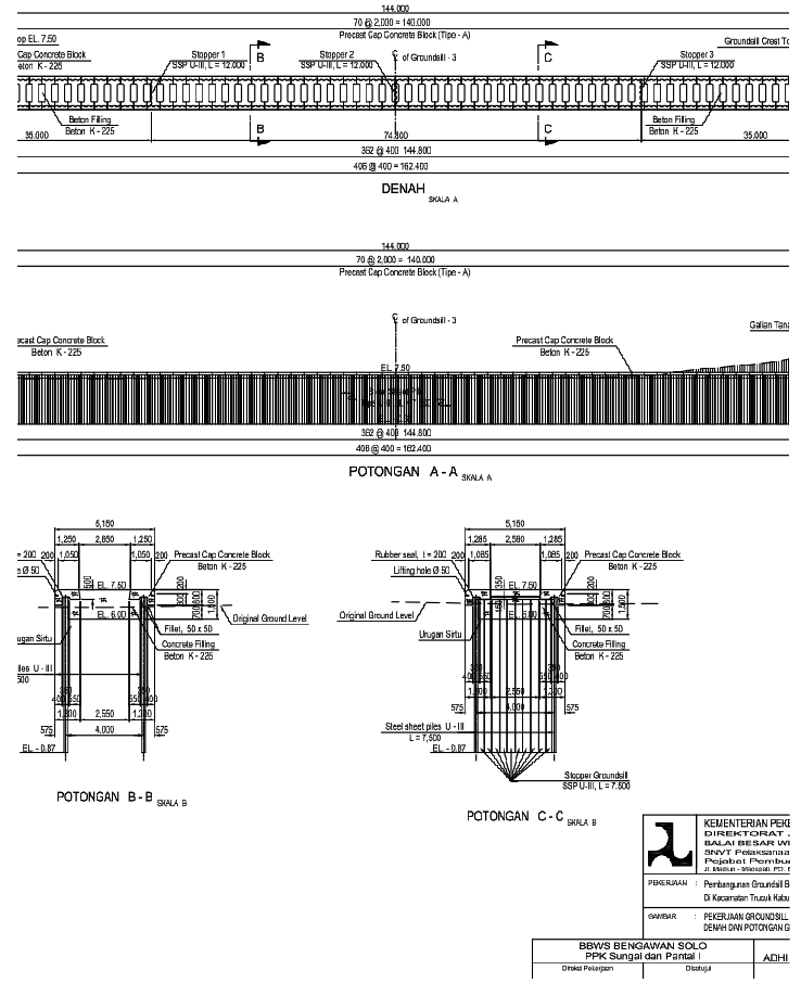 Groundsill Structure Plan and Section Details AutoCAD DWG Drawing